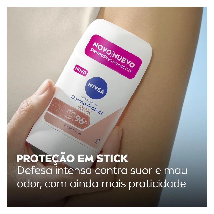 Nivea Desodorante Antitranspirante Stick Barra Derma Protect Clinical Feminino 96h 54g