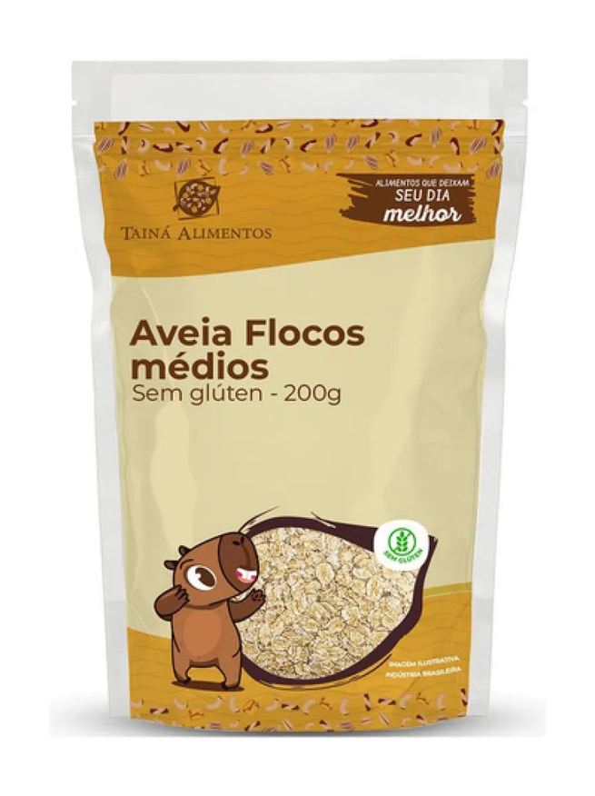Tainá Alimentos Aveia em Flocos Medios 200g - Taina Alimentos