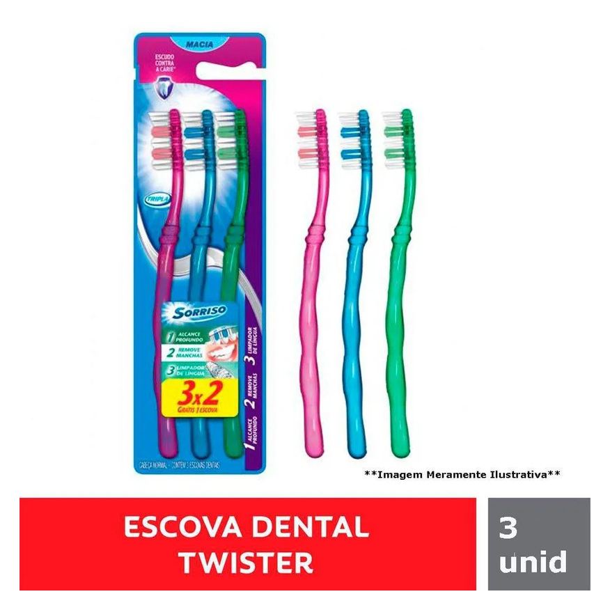 Sorriso Escova Dental Tripla Macia Leve 3 Pague 2