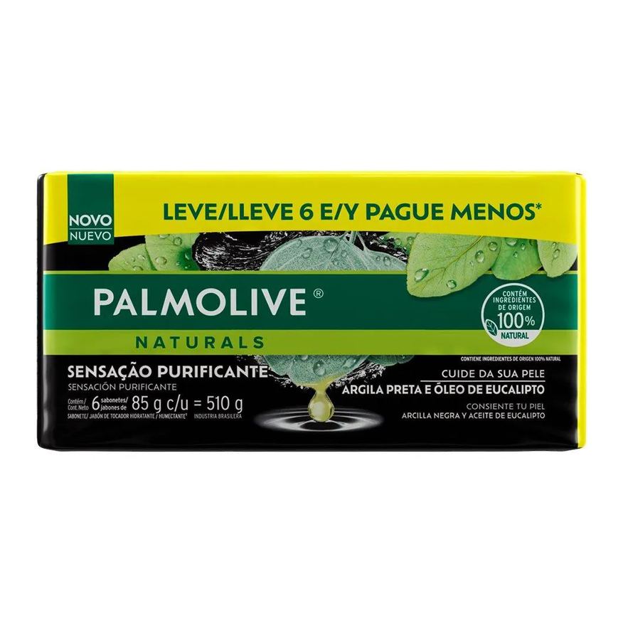 Protex Sabonete Palmolive Naturals Sensação Purificante Argila e Eucalipto 85g - Embalagem com 6 unidades