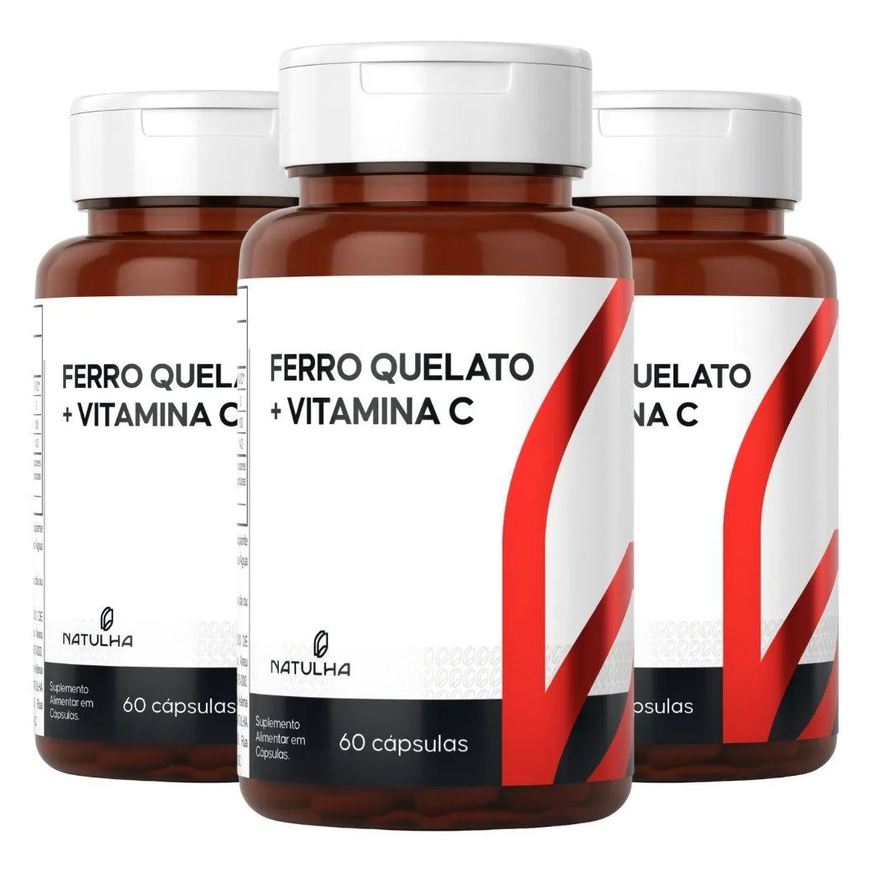 Natulha Kit 3X Ferro Quelato + Vitamina C 60 Capsulas