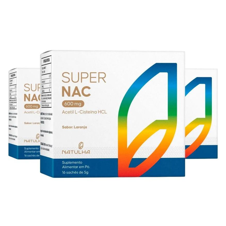 Natulha Kit 3X Super Nac (Acetilcisteina Hcl) 600mg 16 Sachês - Laranja