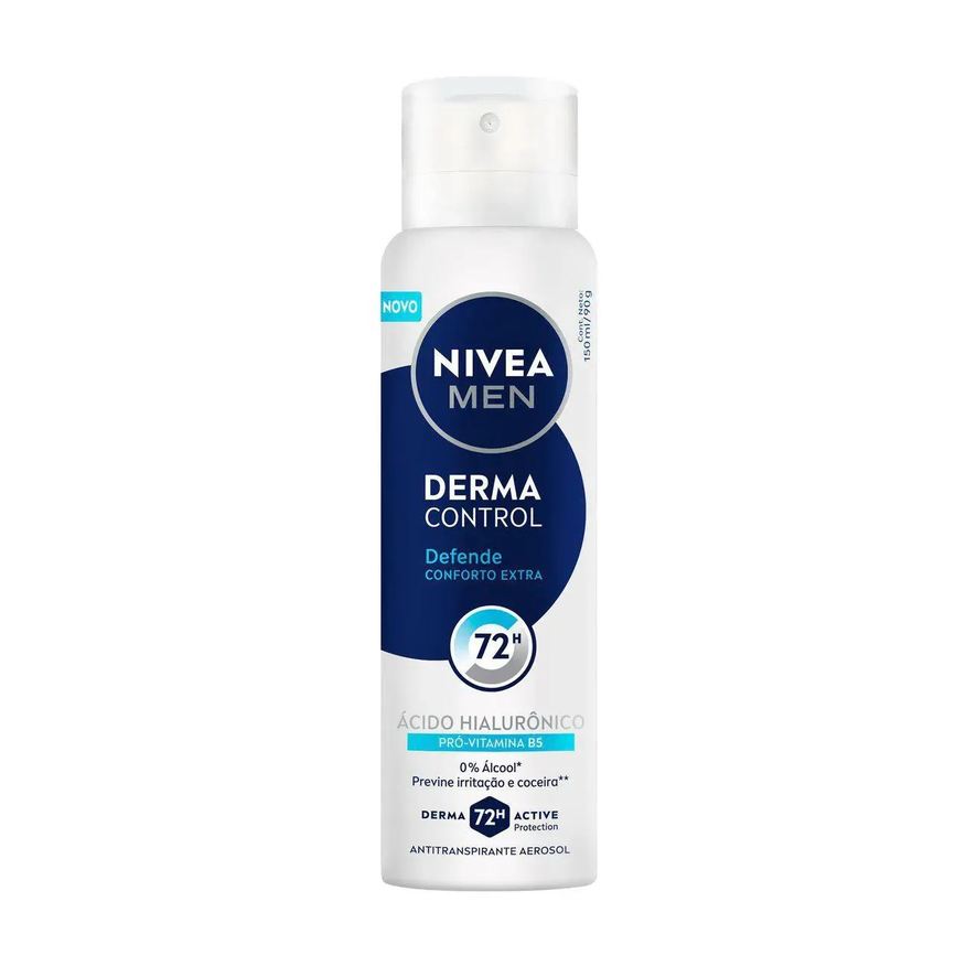 Nivea Desodorante Antitranspirante Aerossol Men Derma Control Defende Masculino 72H 150ml