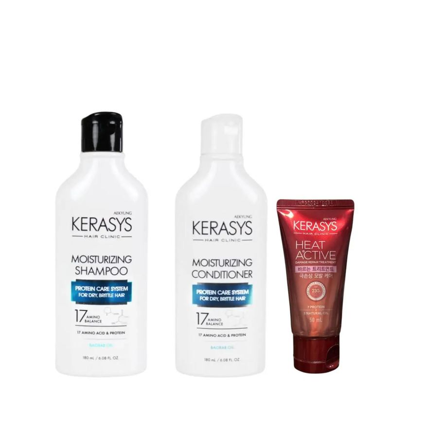 Kerasys Kit (duo Moisturizing 180ml + Leave In Heat Active Damage Repair 50ml)