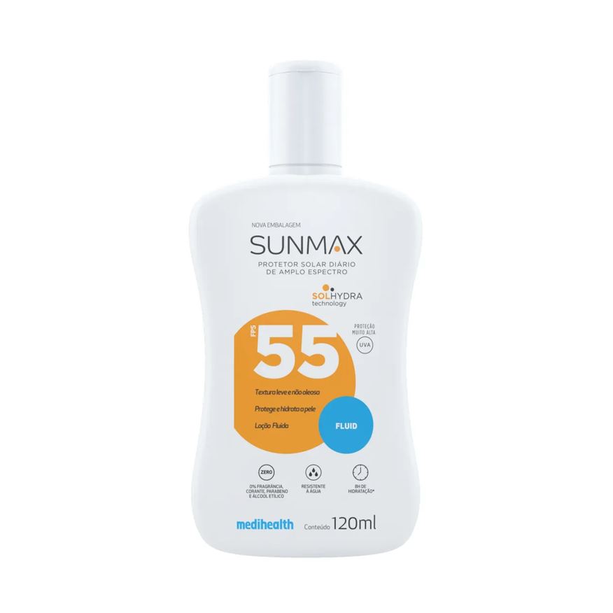 Sunmax Protetor Solar Facial Fluido FPS 55 Pele mista 120g