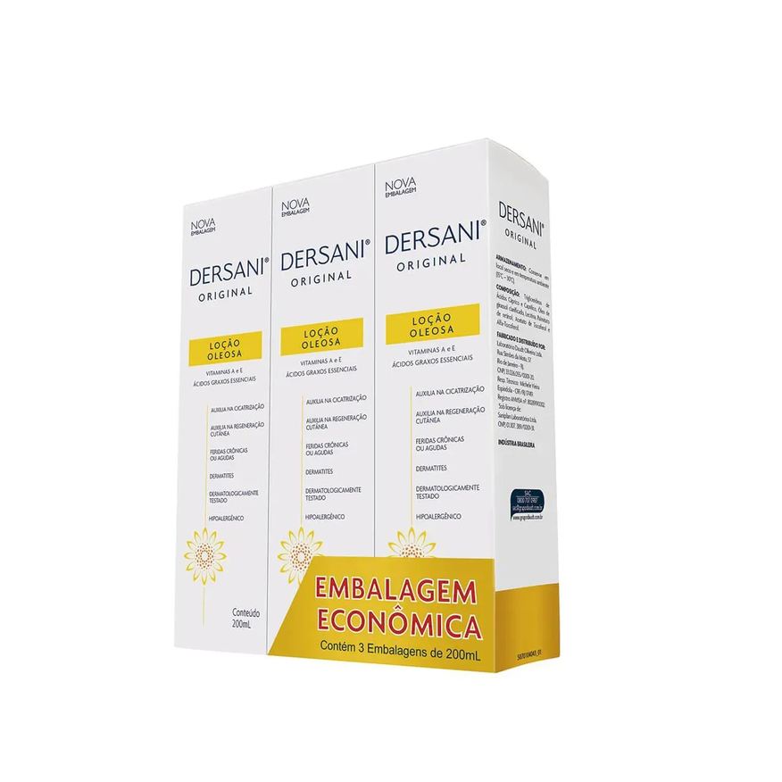 Dersani Kit Loção Hidratante e Dermoprotetora com 3 unidades de 200ml cada