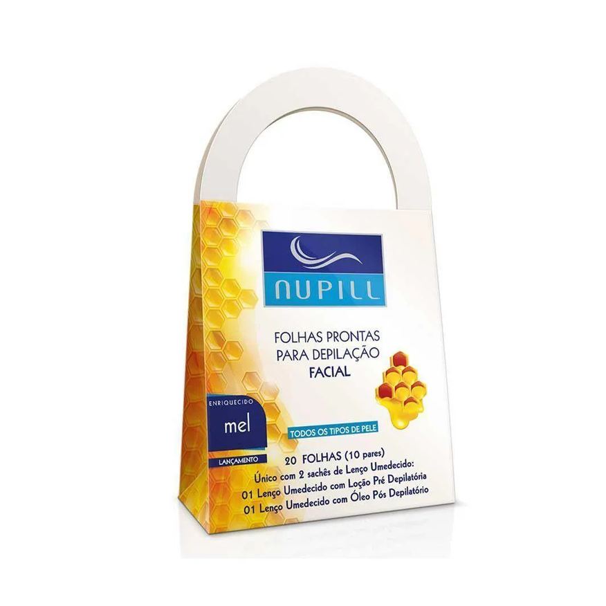 Nupill Folhas Prontas para Depilação Facial Buço Sobrancelha Mel 20 Folhas