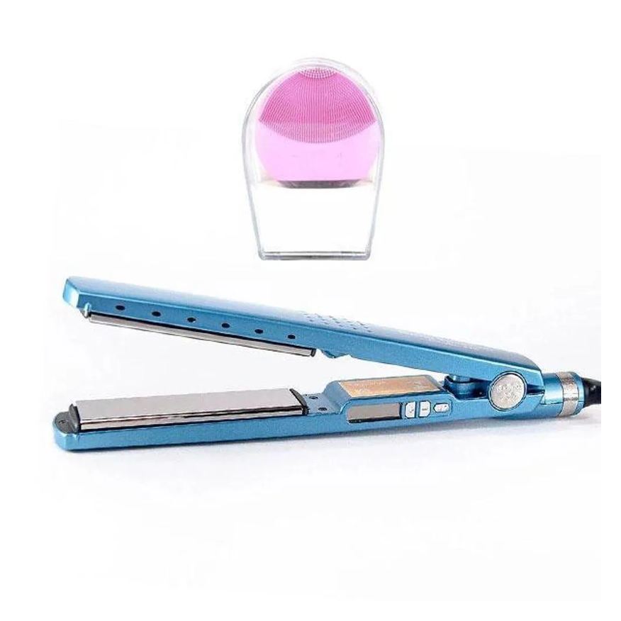Smart Tech Kit 1 Prancha Nanotitanium + 1 Esponja Facial Rosa Bebê Nº1