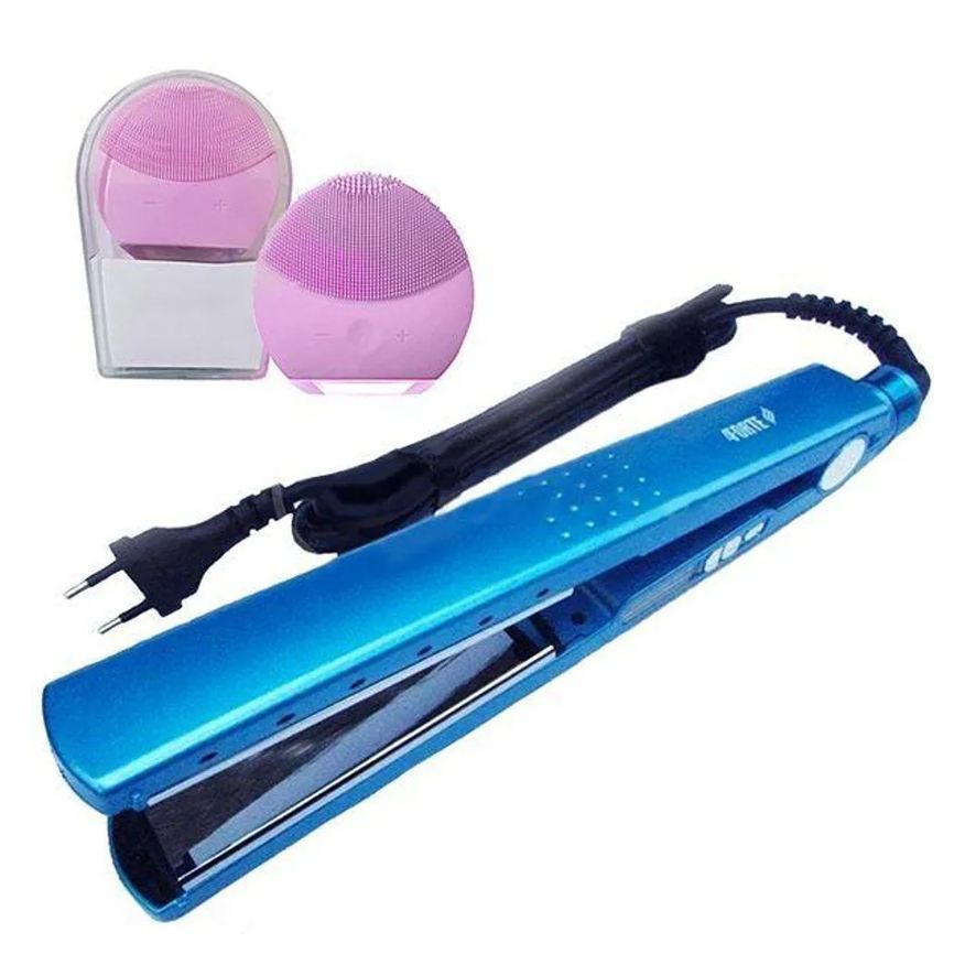 Smart Tech Kit 1 Prancha Nanotitanium + 1 Esponja Facial Rosa Bebê Nº11