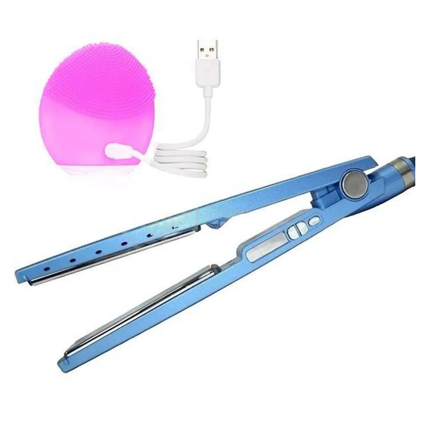 Smart Tech Kit 1 Prancha Nanotitanium + 1 Esponja Facial Rosa Bebê Nº10