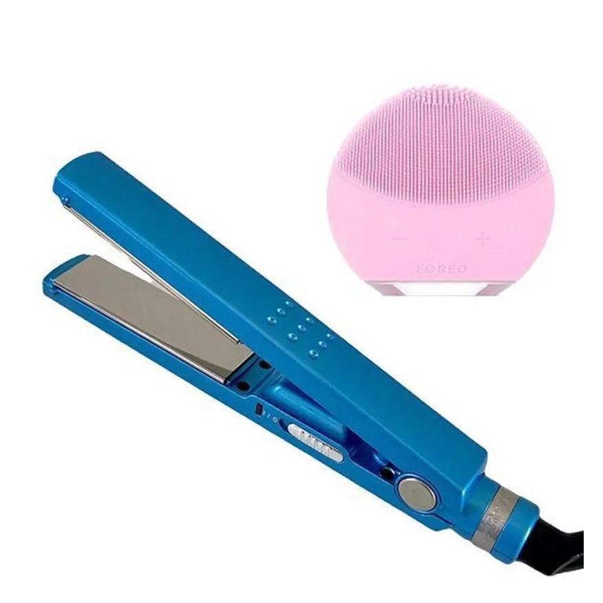 Smart Tech Kit 1 Prancha Nanotitanium + 1 Esponja Facial Rosa Bebê Nº6
