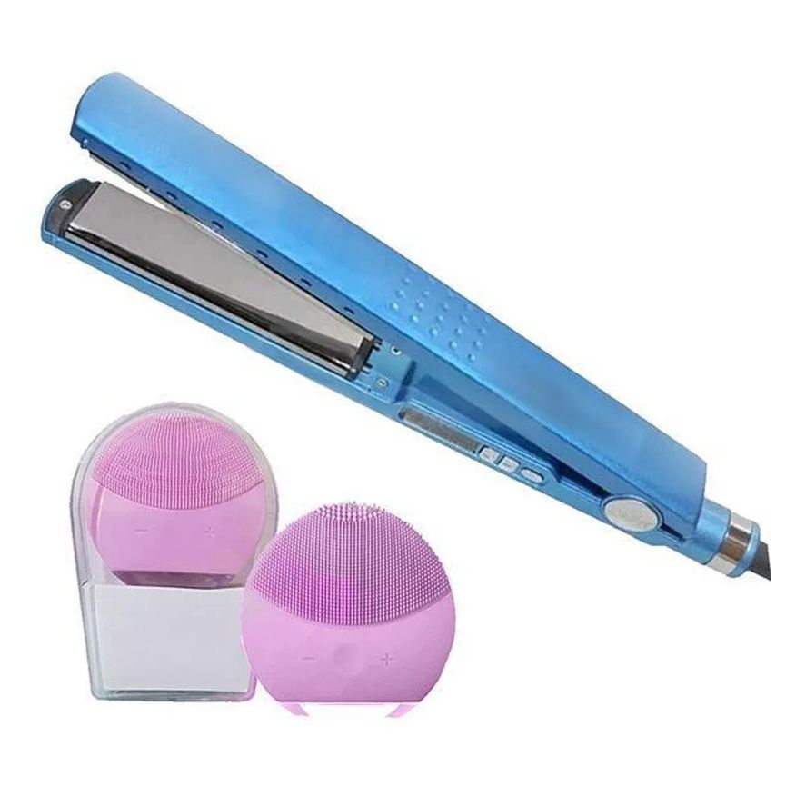 Smart Tech Kit 1 Prancha Nanotitanium + 1 Esponja Facial Rosa Bebê Nº5