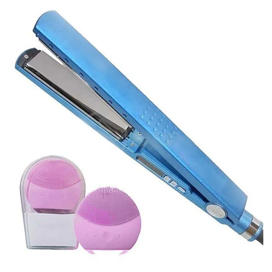 Smart Tech Kit 1 Prancha Nanotitanium + 1 Esponja Facial Rosa Bebê Nº7