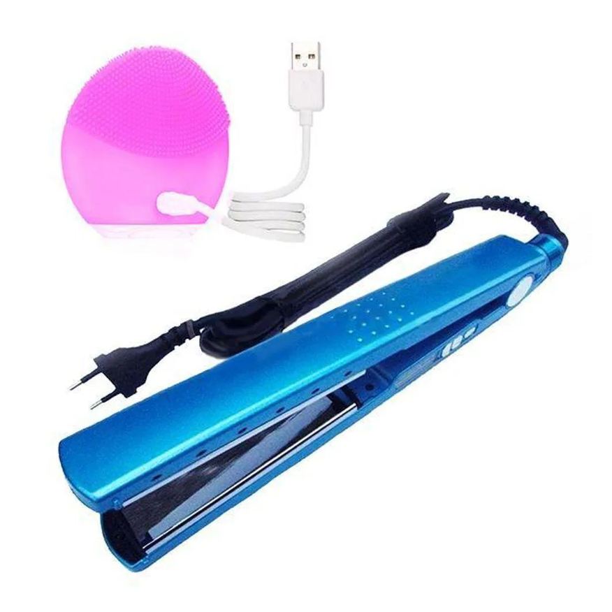 Smart Tech Kit 1 Prancha Nanotitanium + 1 Esponja Facial Rosa Bebê Nº9