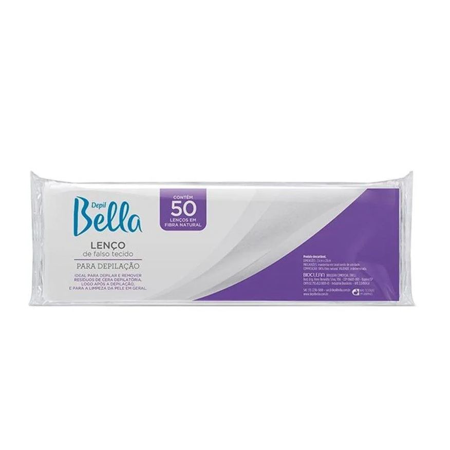 Depil Bella Lenços Depilação Falso Tecido Fibra Natural 50Un