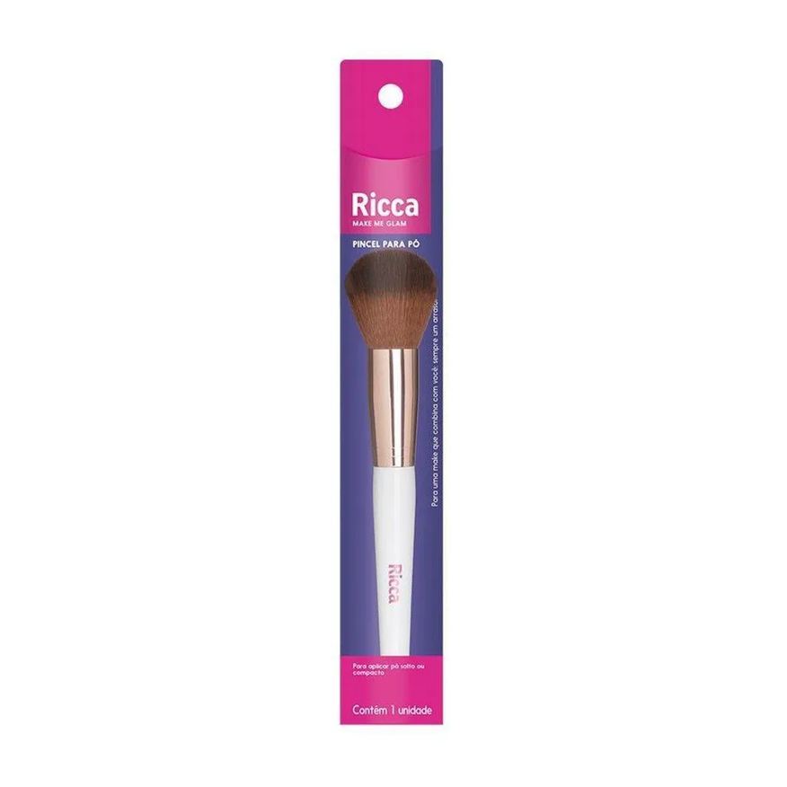 Ricca Pincel para Pó Solto Compacto Rose Gold Make Me Glam