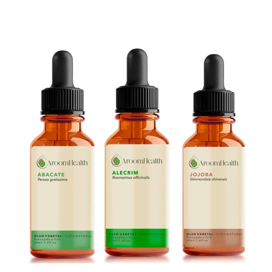 Aroom Health Kit Óleos Vegetais de Alecrim, Abacate e Jojoba - 30ml Cada