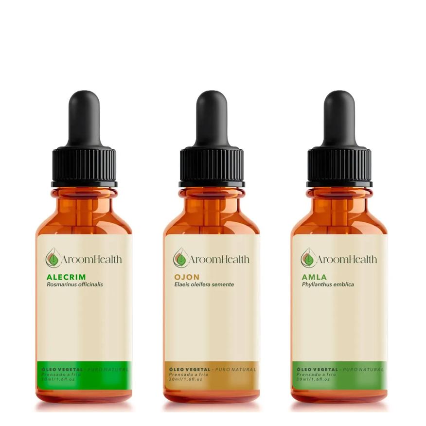 Aroom Health Kit Óleos Capilares de Alecrim, Semente de Ojon/batana e Amla -30ml Cada