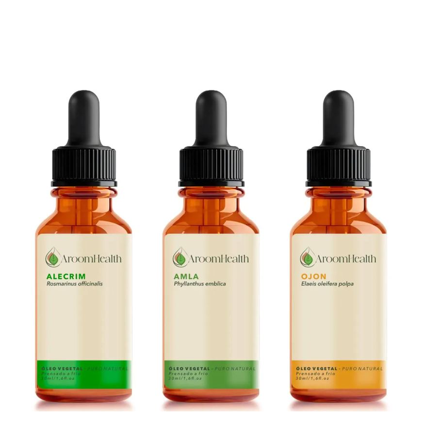 Aroom Health Kit Óleos Vegetais de Alecrim, Amla, Ojon P Olpa/batana -30ml Cada