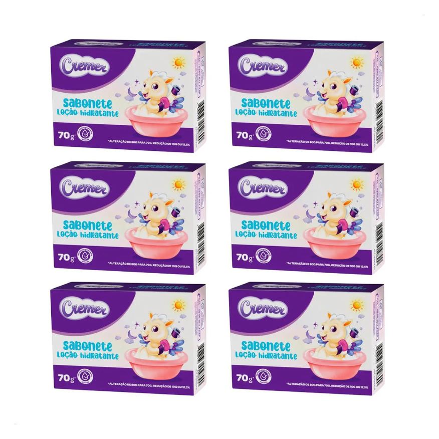 Cremer Kit com 6 - Sabonete Loção Hidratante com 70g Testado