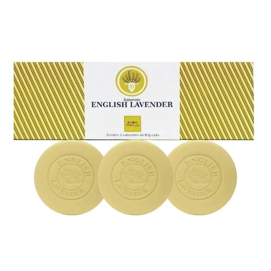 Euro Parfum Kit Sabonetes em Barra English Lavender (3 Unidades de 80g Cada)