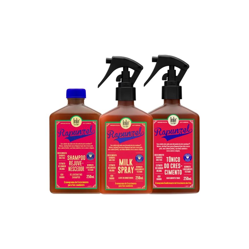 Lola Kit Rapunzel Shampoo Rejuvenescedor 250g + Milk Spray 250g +Tônico do Crescimento 250g