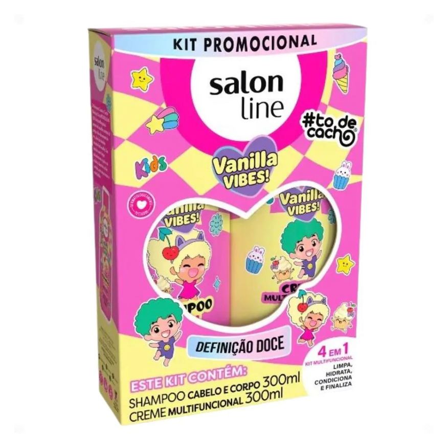 Salon Line Kit Kids Vanilla Vibes! #todecacho: Shampoo Cabelo e Corpo e Creme Multifuncional 300ml