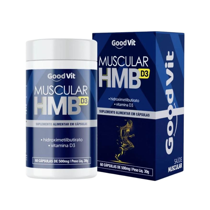 Good Vit Suplemento Muscular Hmb D3 60 Cápsulas de 500mg Hidroximetilbutirato e Vitamina D3