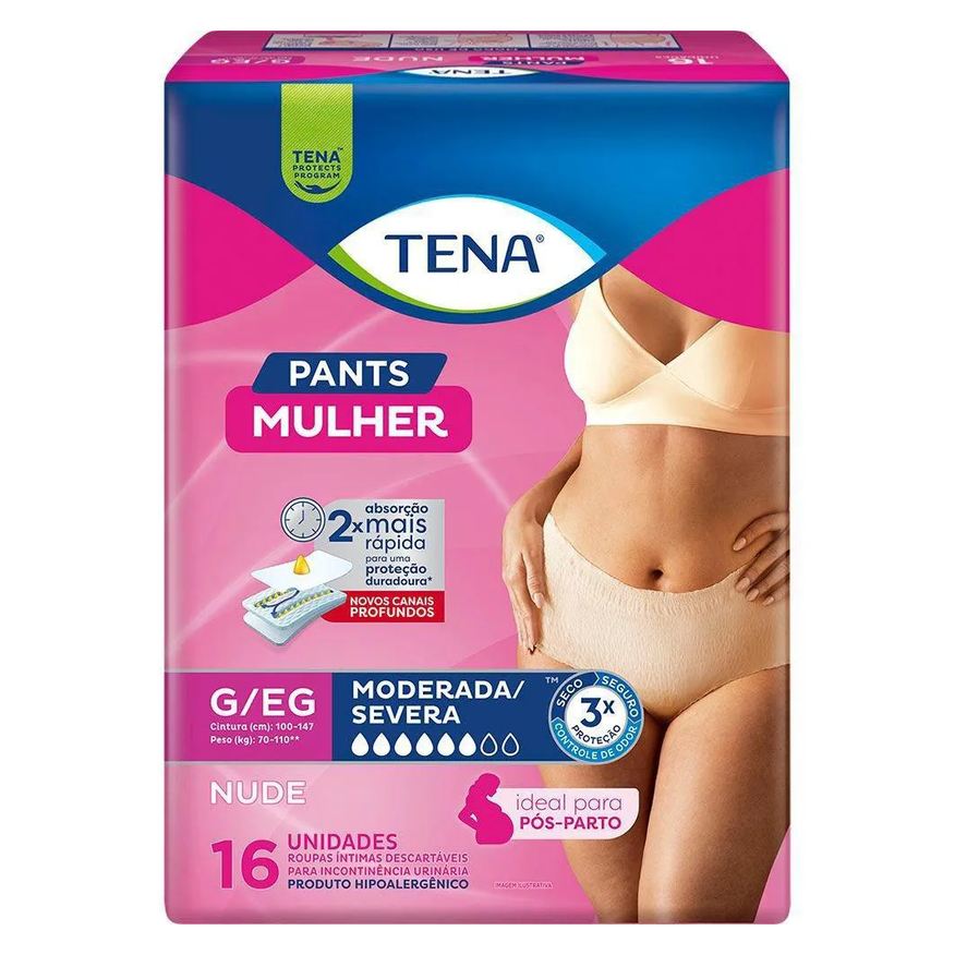 Tena Calcinha Descartável Roupa Íntima Pants Mulher Nude G/Eg 16 Unidades