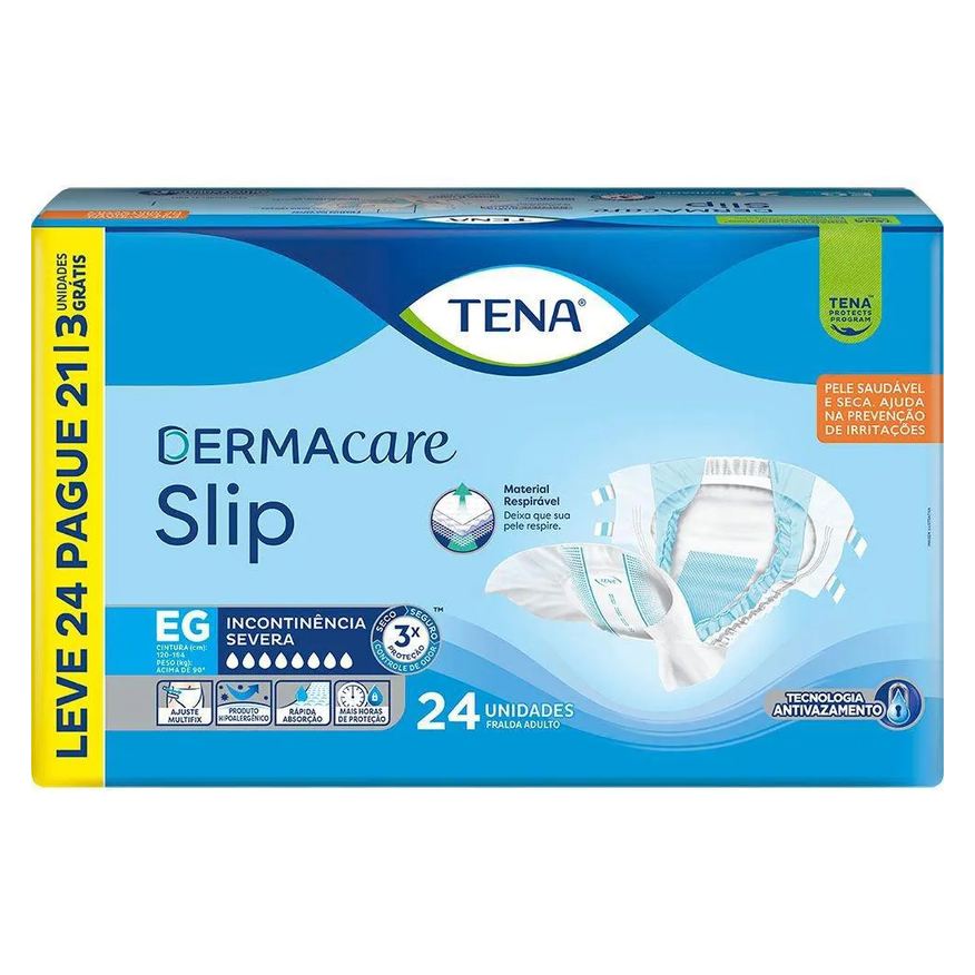 Tena Fralda Geriátrica Slip Dermacare Eg Leve 24 Pague 21 Unidades