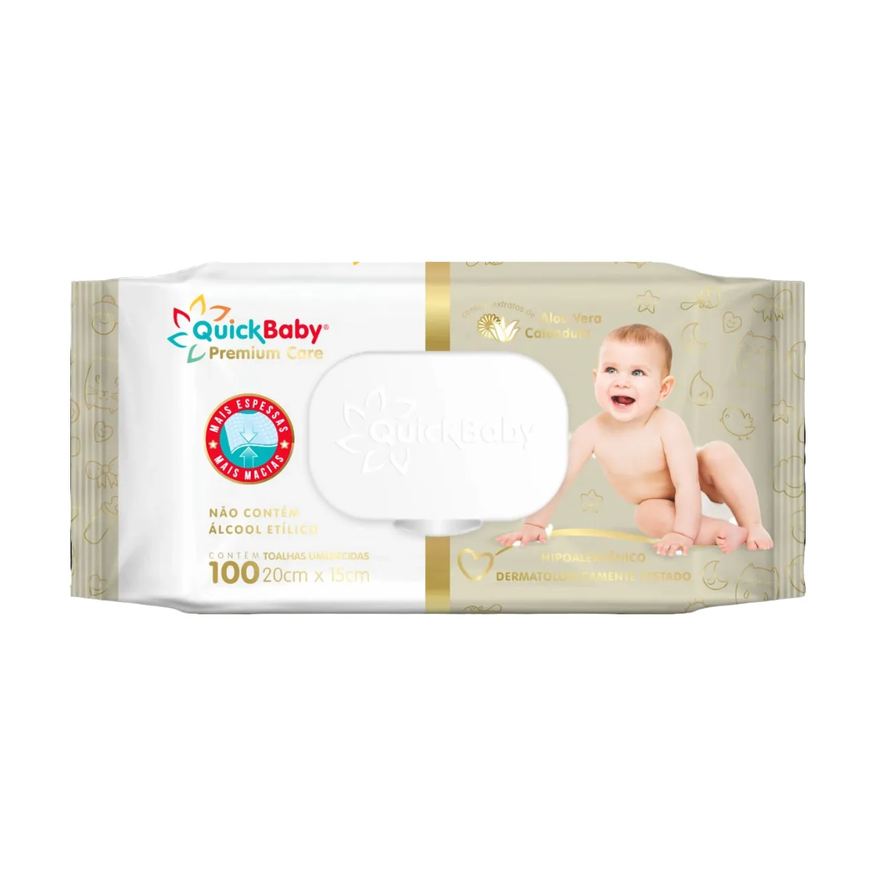 Quick Baby Toalha Umedecida Premium Care 100 Unidades