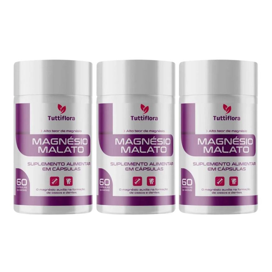 Nataly Kit 3x Magnésio Malato 60 Cápsulas Tuttiflora