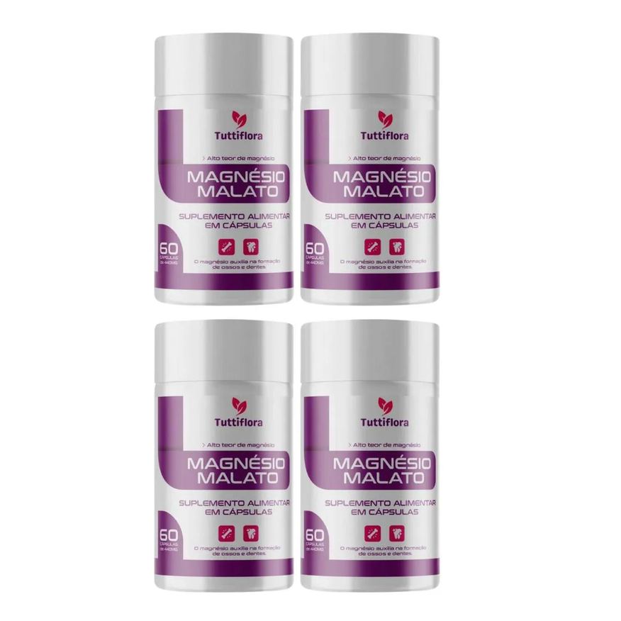 Nataly Kit 4x Magnésio Malato 60 Cápsulas Tuttiflora