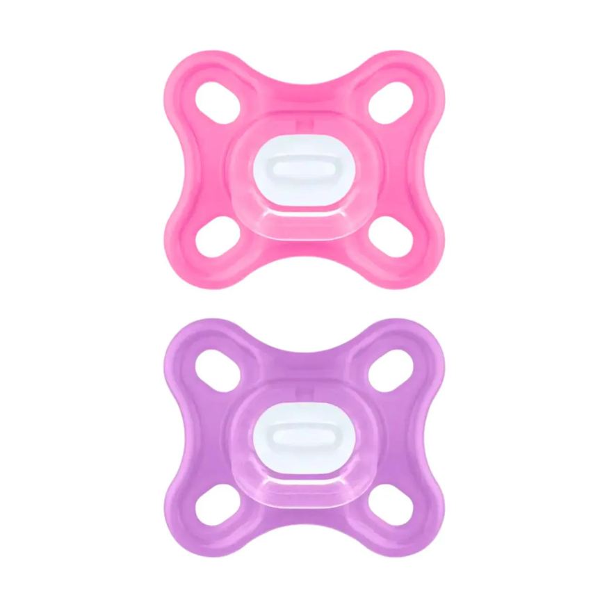Mam Kit 2 Chupetas Confort 100% Silicone 0-2 Meses Rosa