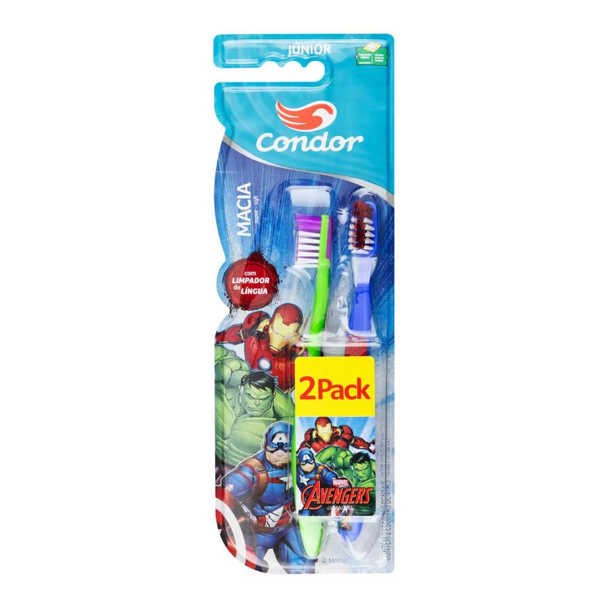 Condor Escova Dental Macia Avengers Júnior Cabeça P - Sortidos