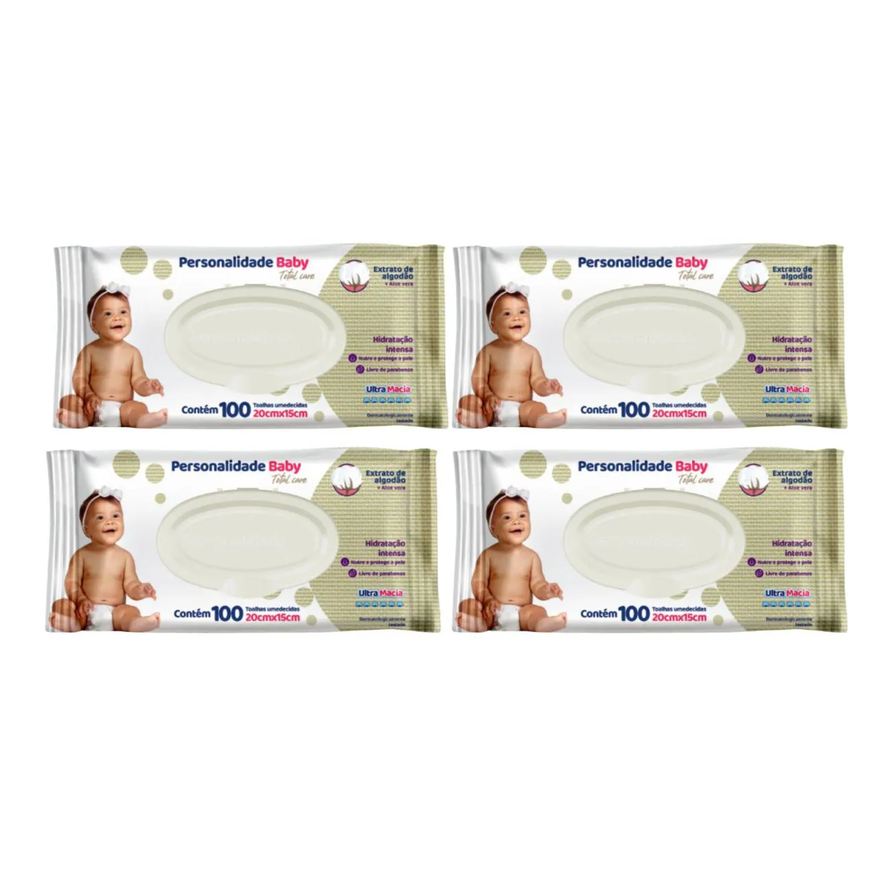 Personalidade Baby Kit C4 Lenço Umedecido Total Care C100