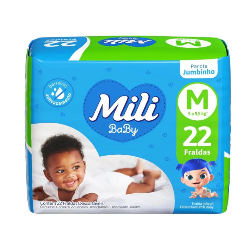 Mili Fralda Jumbinho M 22 Unidades Conforto e Proteção