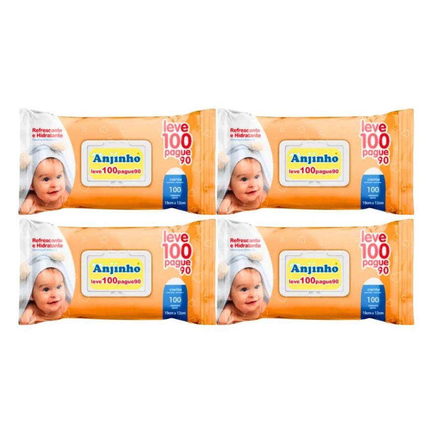 Parentex Kit C4 Lenço Umedecido Anjinho Leve 100 Pague 90