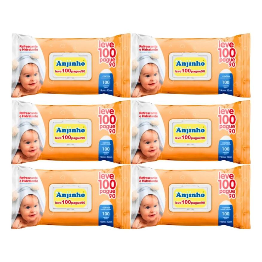 Parentex Kit C6 Lenço Umedecido Anjinho Leve 100 Pague 90