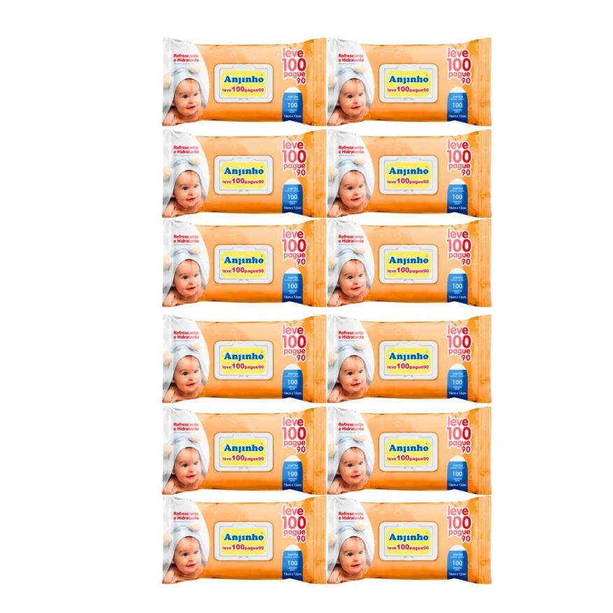 Parentex Kit C12 Lenço Umedecido Anjinho Leve 100 Pague 90