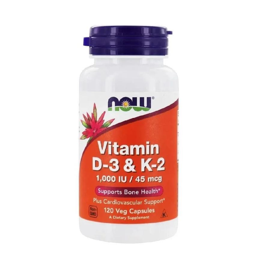 Now Foods Vitamina D3 1000 Iu e K2 45 Mcg 120 cápsulas. N. Foods