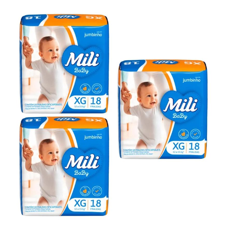 Mili Kit C3 Fralda Descartável Infantil Xg Jumbinho - Baby