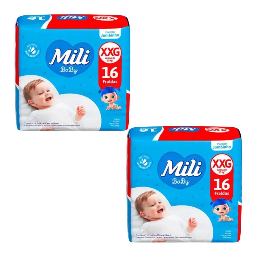 Mili Kit C2 Fralda Descartável Tam Xxg Jumbinho - Baby