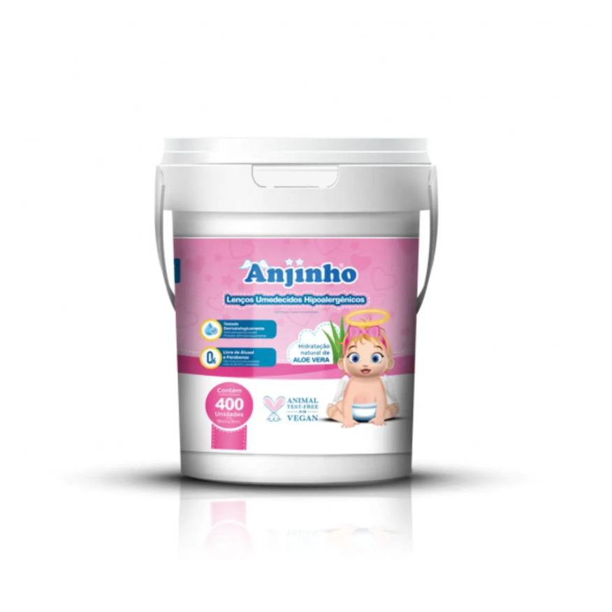 Parentex Lenço Umedecido Anjinho C400 Balde Rosa