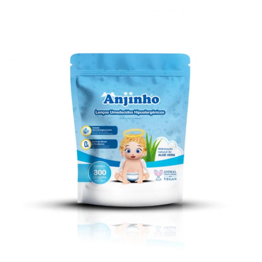 Parentex Lenço Umedecido Refil 300 Unidades Azul – Anjinho