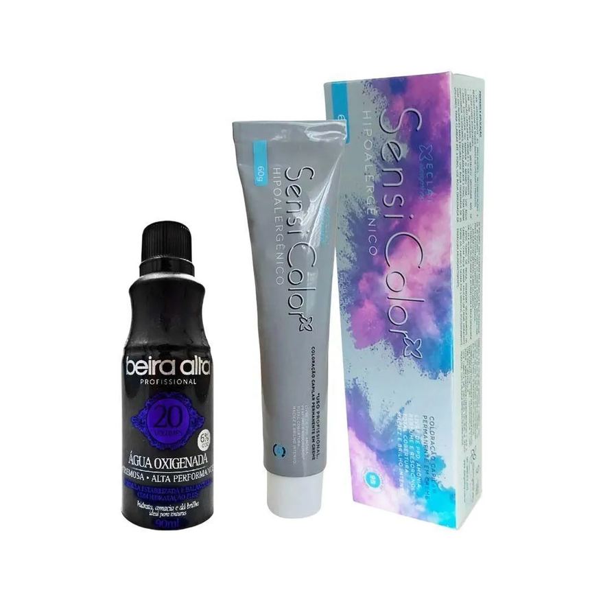Alergoshop Tintura Hipoalergênica Cor 8.1 Louro Claro Acinzentado 60g + Água Oxigenada Vol. 20