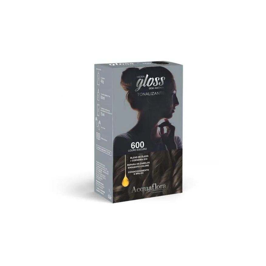 Acquaflora Tintura Tonalizante Kit Hidra Gloss 600 Louro Escuro