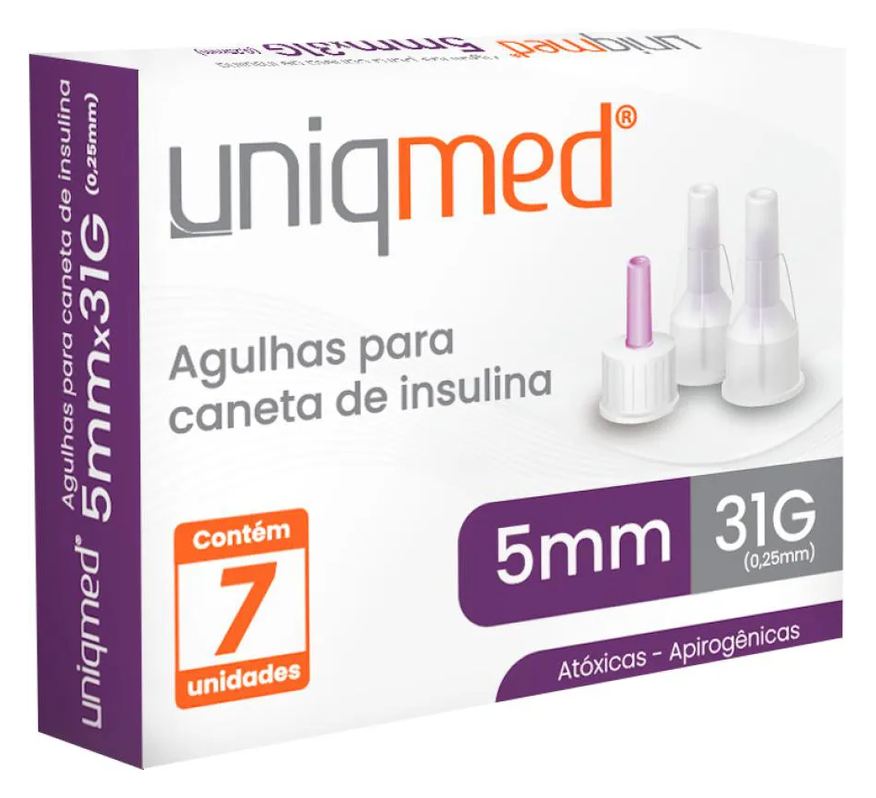 Uniqmed Agulhas para Caneta de Insulina 5Mmx31g 3 Cx de 7Un