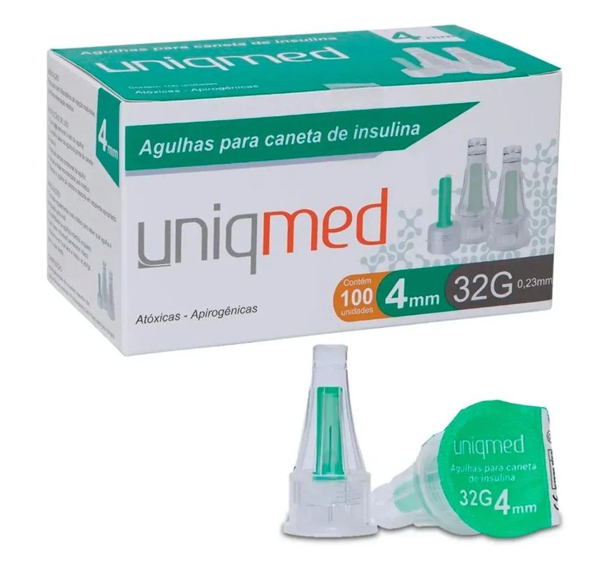 Uniqmed Agulha Caneta Insulina 4Mm 32g 100Un