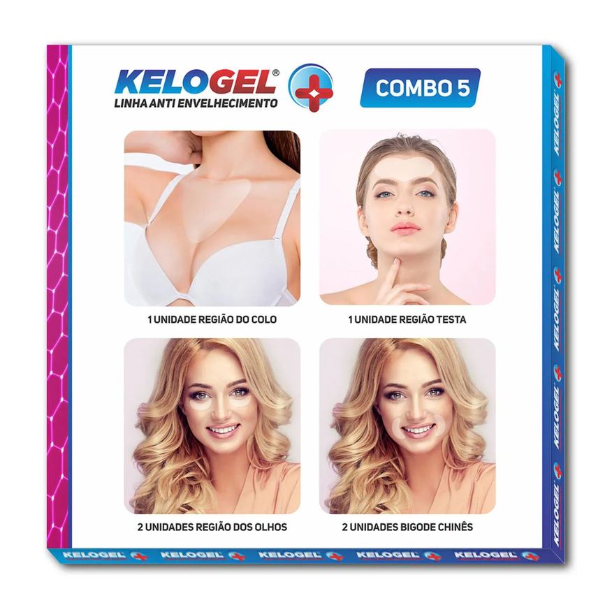Kelogel Adesivo Anti-Sinais Região Colo+ Testa + Olhos 4Un